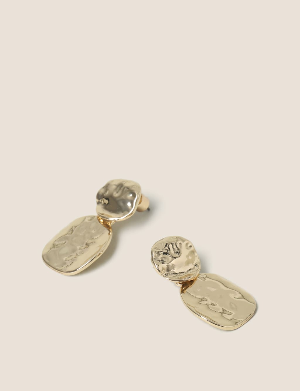 Gold Tone Beaten Disc Earring 2 of 2