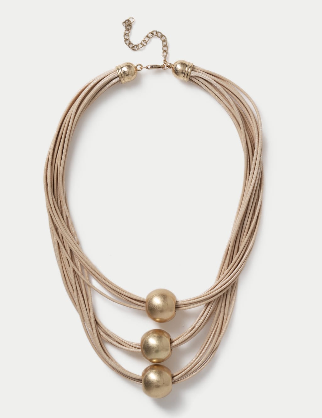 Tan Multi Row Beaded Necklace 1 of 2