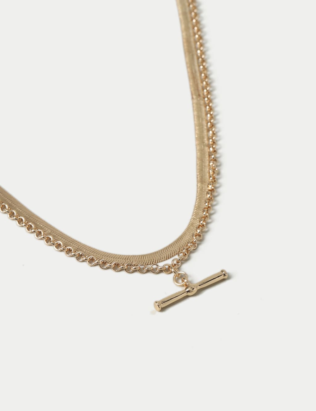 Gold Tone Snake T-bar Multirow Necklace 2 of 3