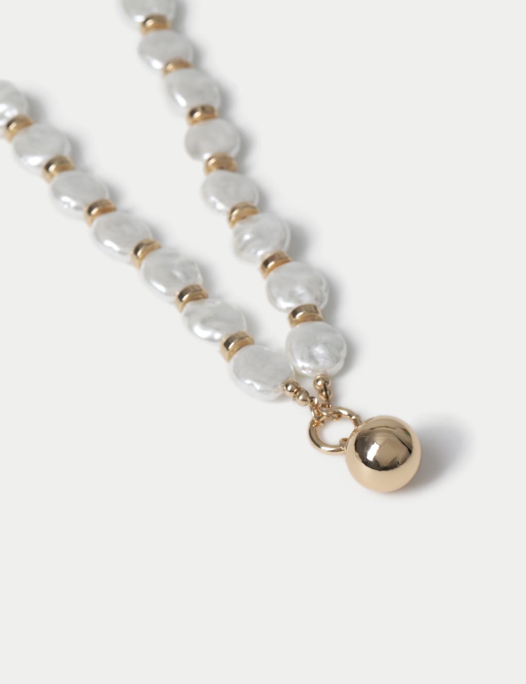 Gold Tone Pearl Necklace M S Collection M S