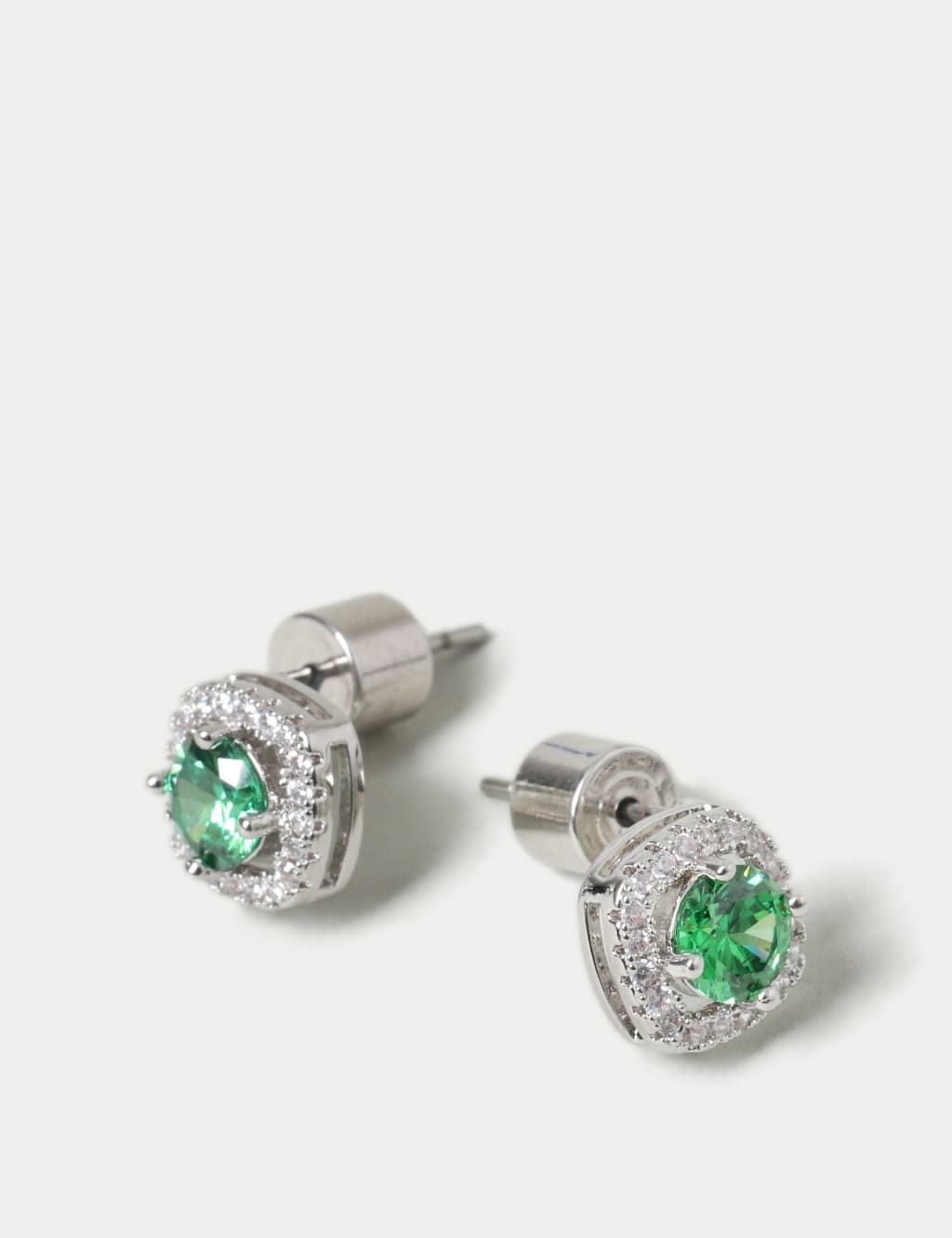 Platinum Plated Cubic Zirconia May Birthstone Stud Earring 3 of 3