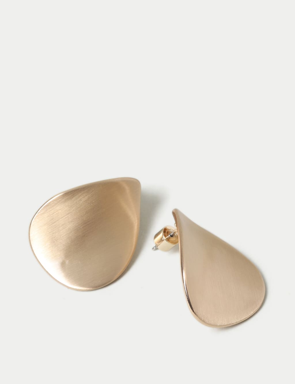 Gold Tone Brushed Stud Earring 2 of 3