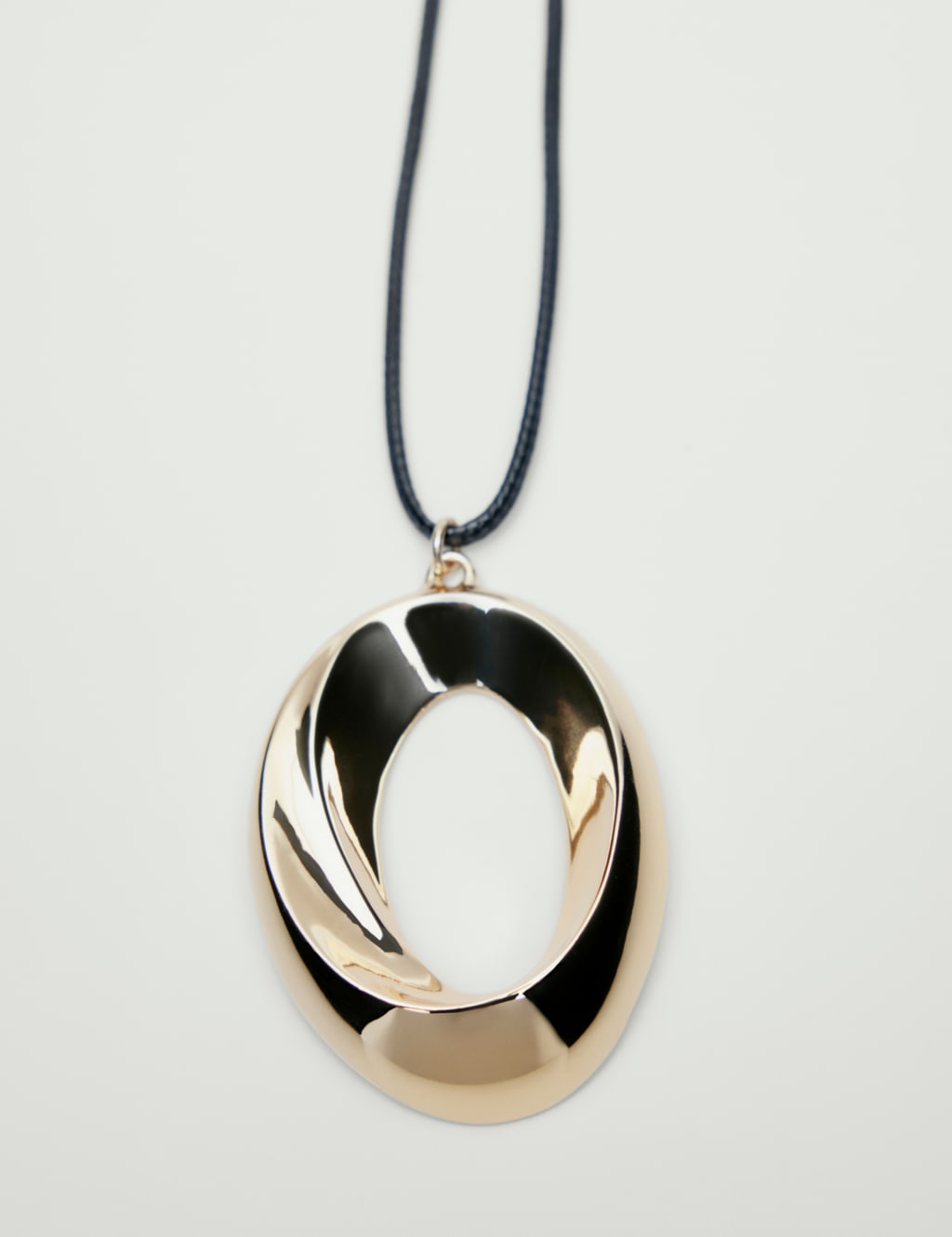 Gold Tone Open Circle Black Cord Pendant Necklace 4 of 4