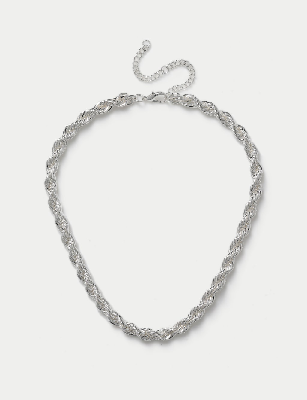 Silver Tone Chunky Twist Rope Chain 1 of 3