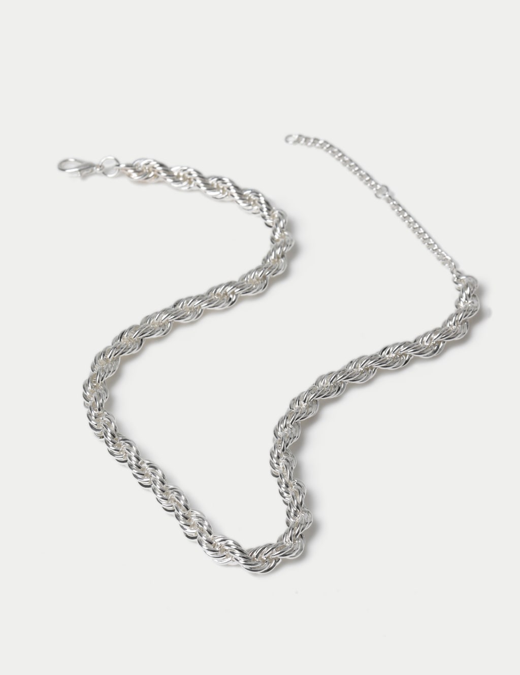 Silver Tone Chunky Twist Rope Chain 2 of 3