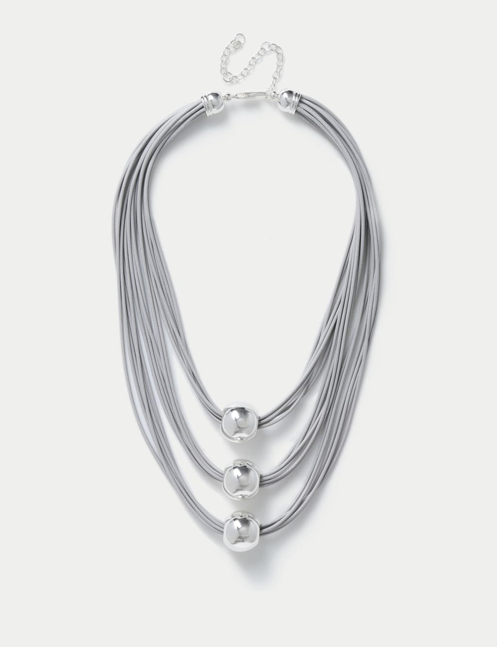 Grey Cord Ball Multirow Necklace M S Collection M S