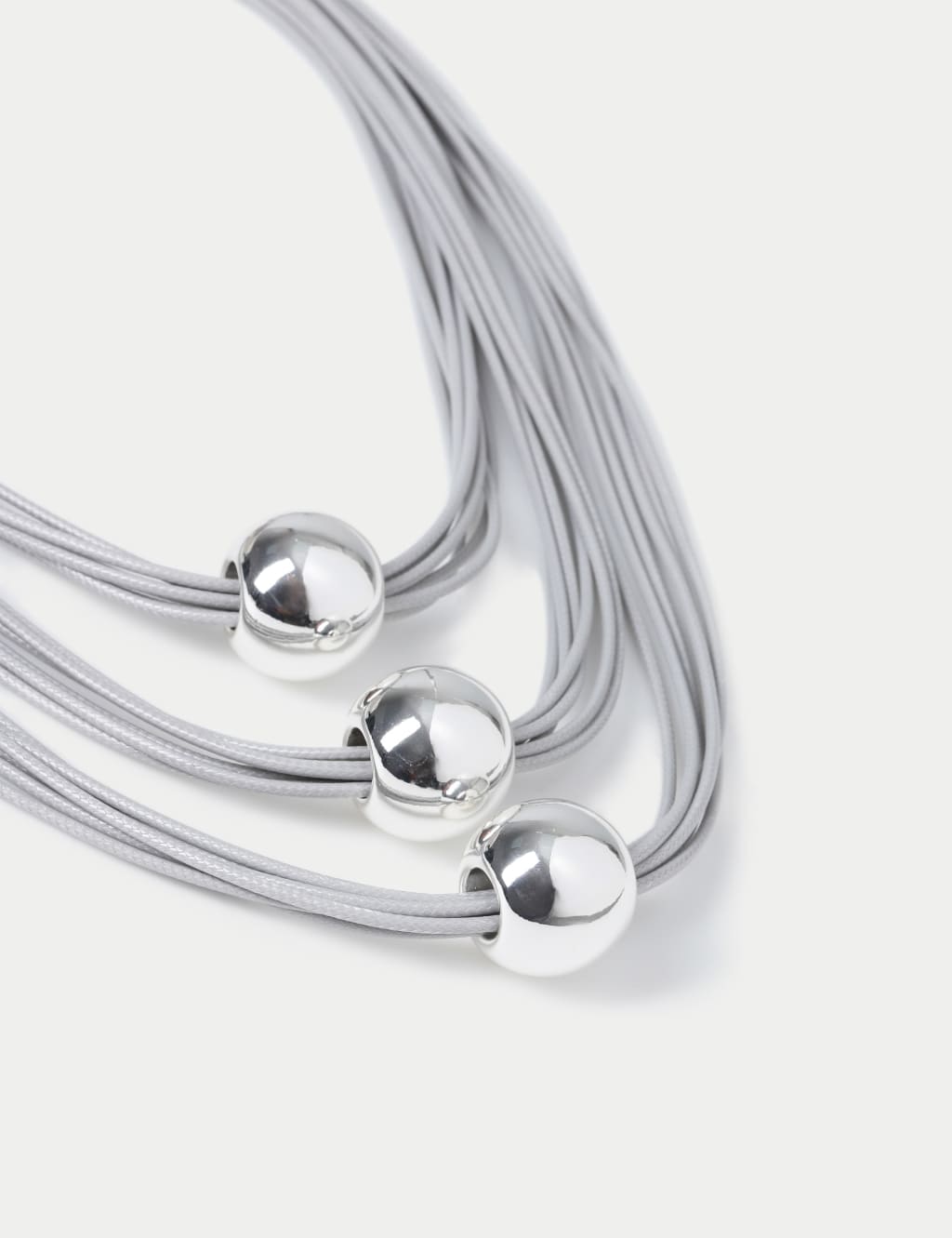 Grey Cord Ball Multirow Necklace M S Collection M S