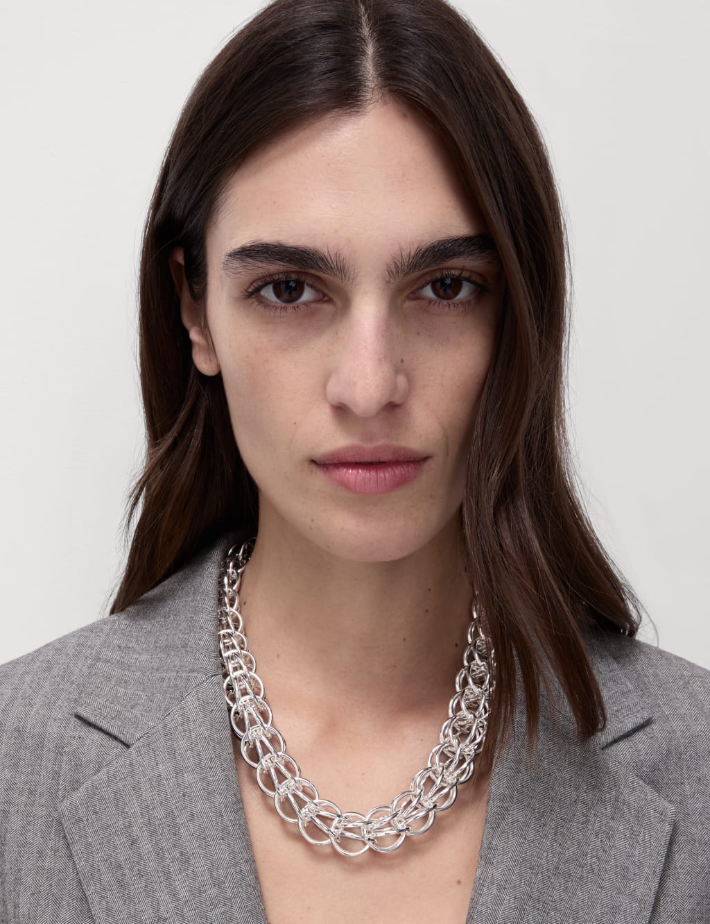 Silver Tone Chunky Link Necklace M S Collection M S