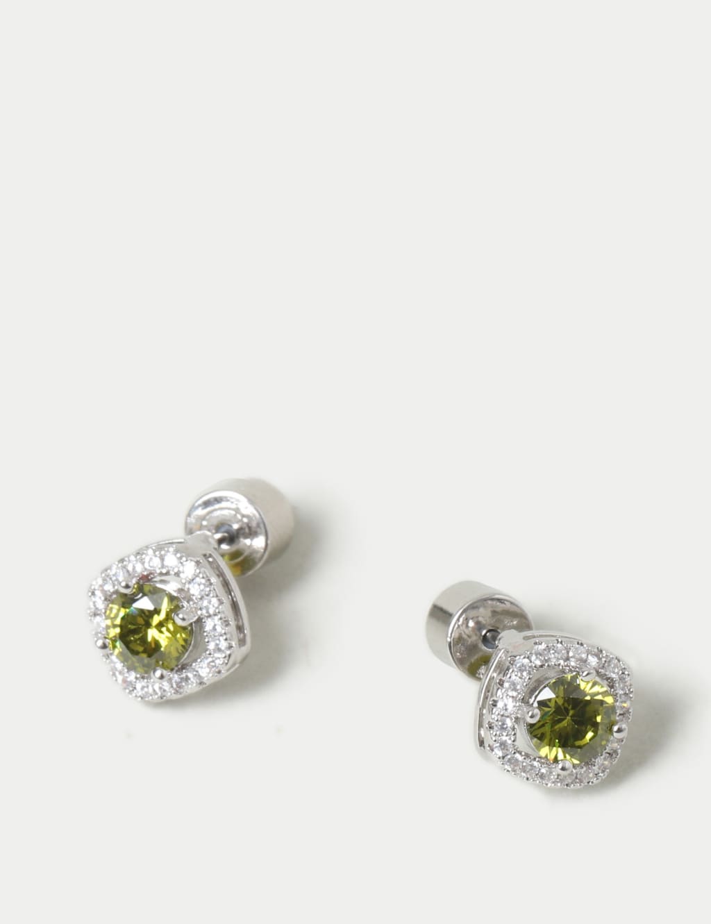 Platinum Plated Cubic Zirconia August Birthstone Stud Earring 2 of 2