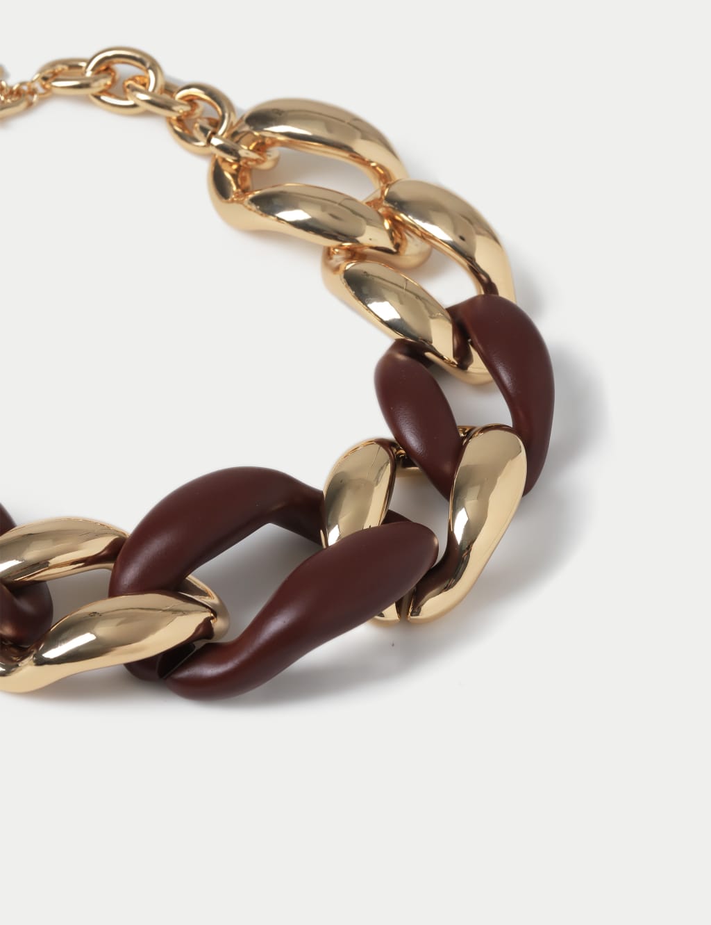Chunky Chain Gold Tone and Burgundy Necklace M S Collection M S