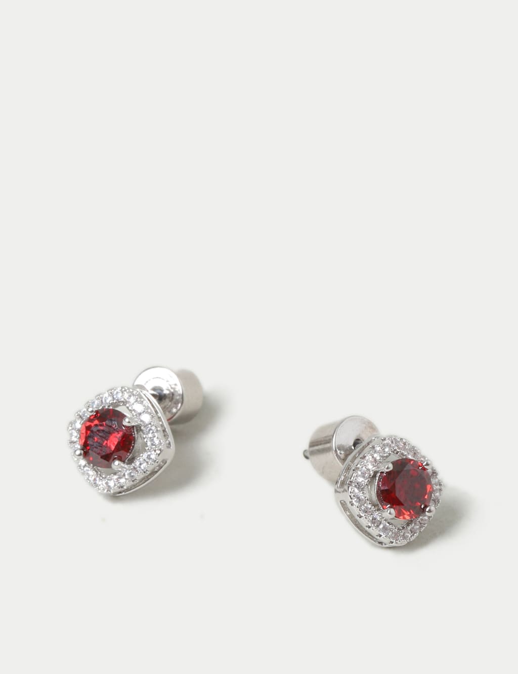 Platinum Plated Cubic Zirconia January Birthstone Stud Earring 3 of 3