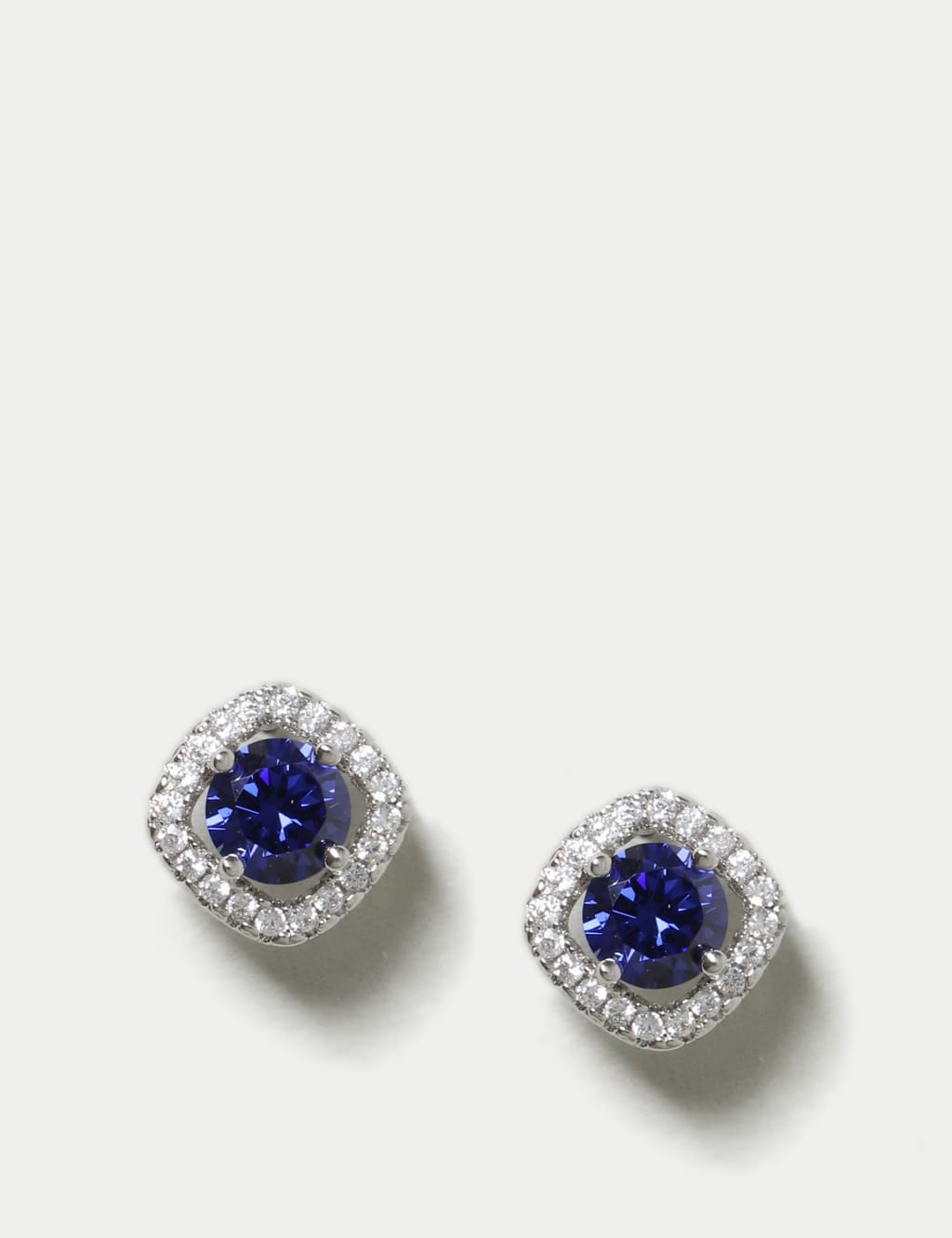 Platinum Plated Cubic Zirconia December Birthstone Stud Earring 2 of 3