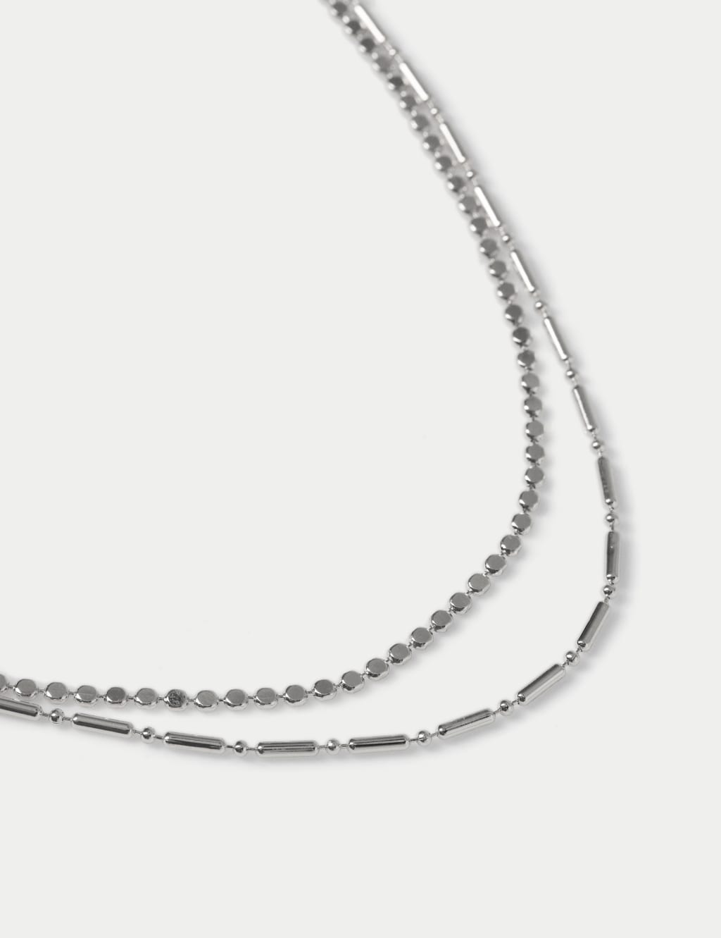 Silver Tone Multi Row Fine Chain Necklace 2 of 2