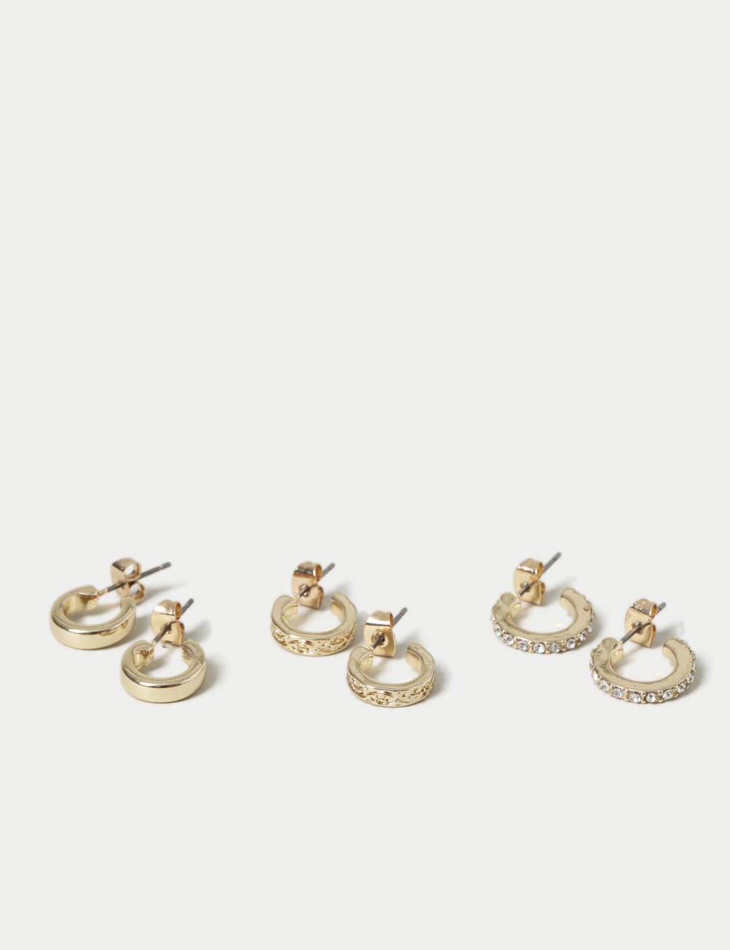 3 Pack Textured Mini Hoop Earrings 2 of 2