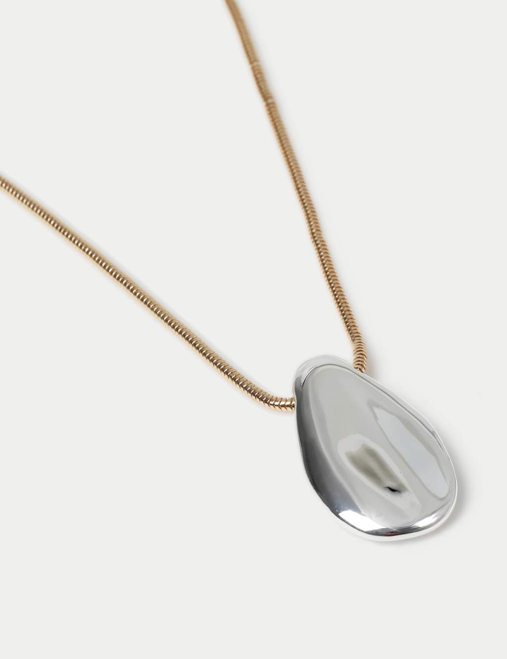 Mixed Metal Oval Pendant Necklace 2 of 2