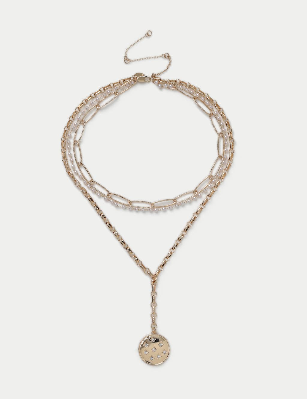 Per Una Gold Tone Charm Lariat Multirow Necklace 1 of 2