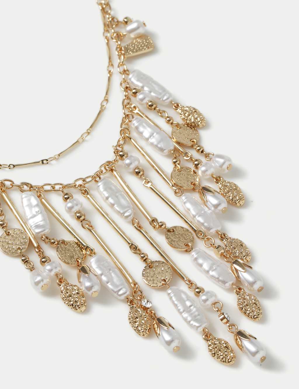 Pearl and Fringe Multi Row Necklace 2 of 2