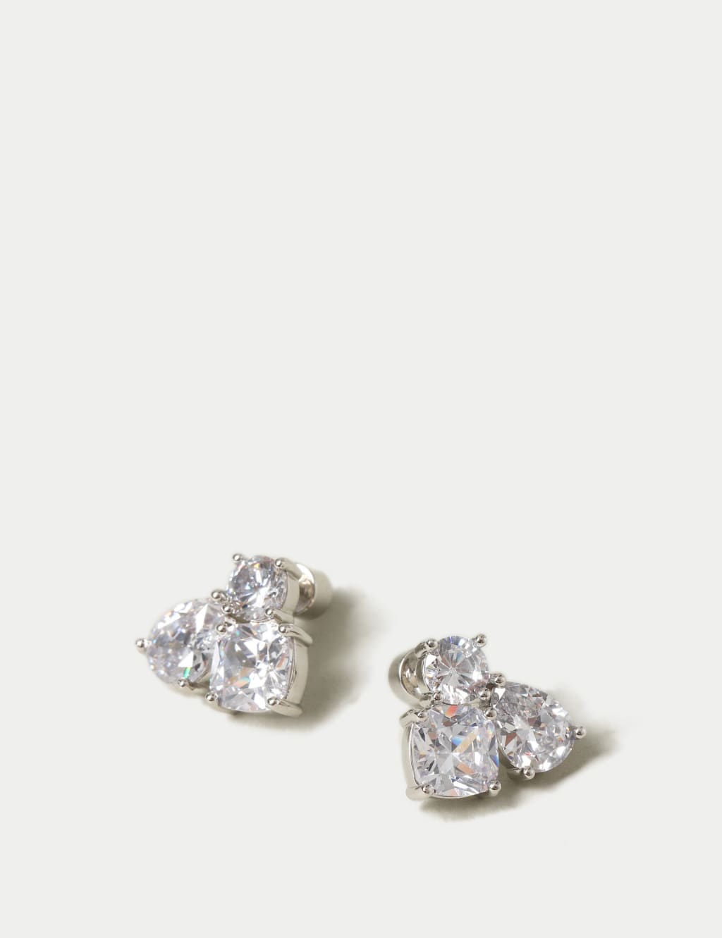 Platinum cubic zirconia stud earrings sales