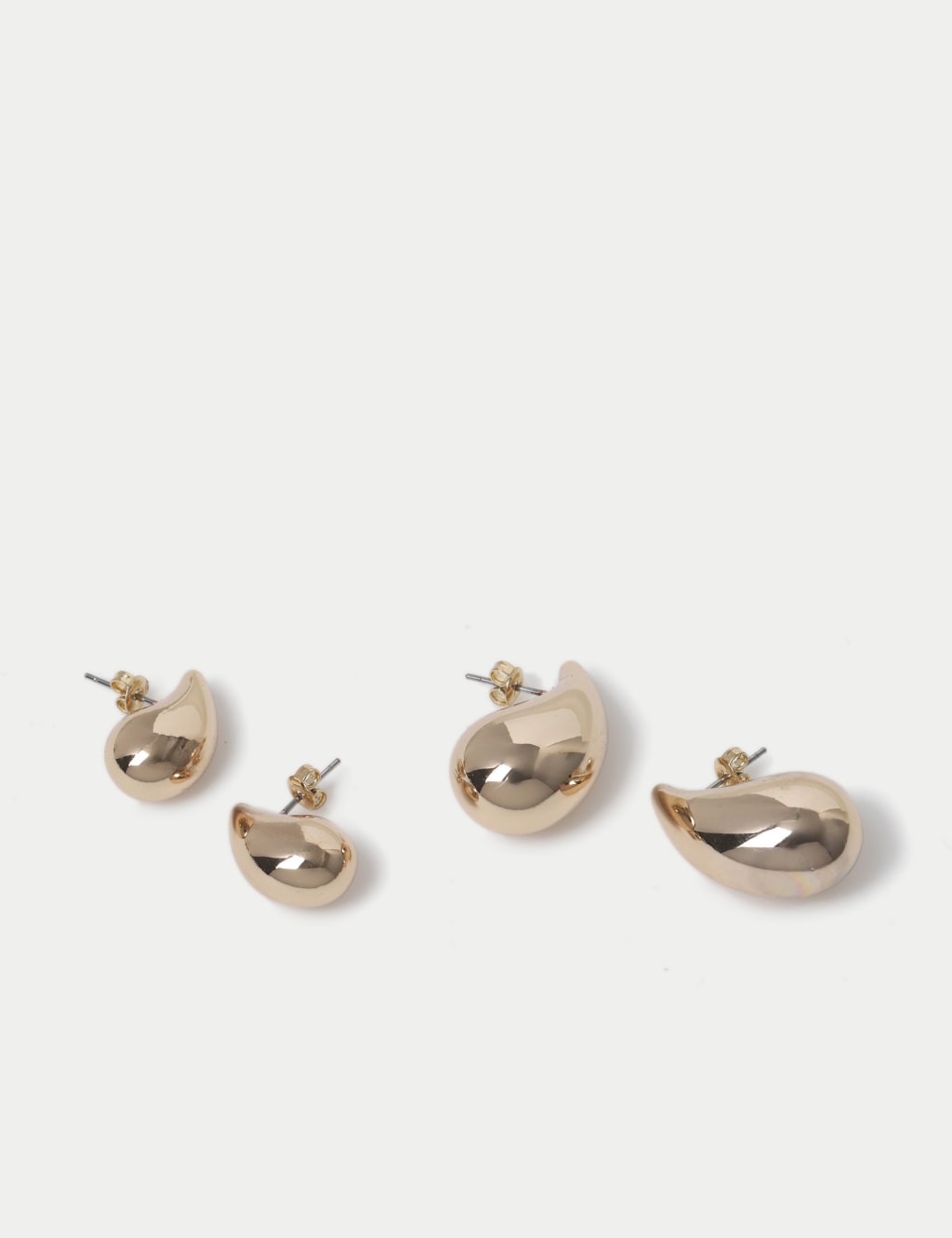 2 Pack Silver Tone Dome Tear Drop Earrings 1 of 2