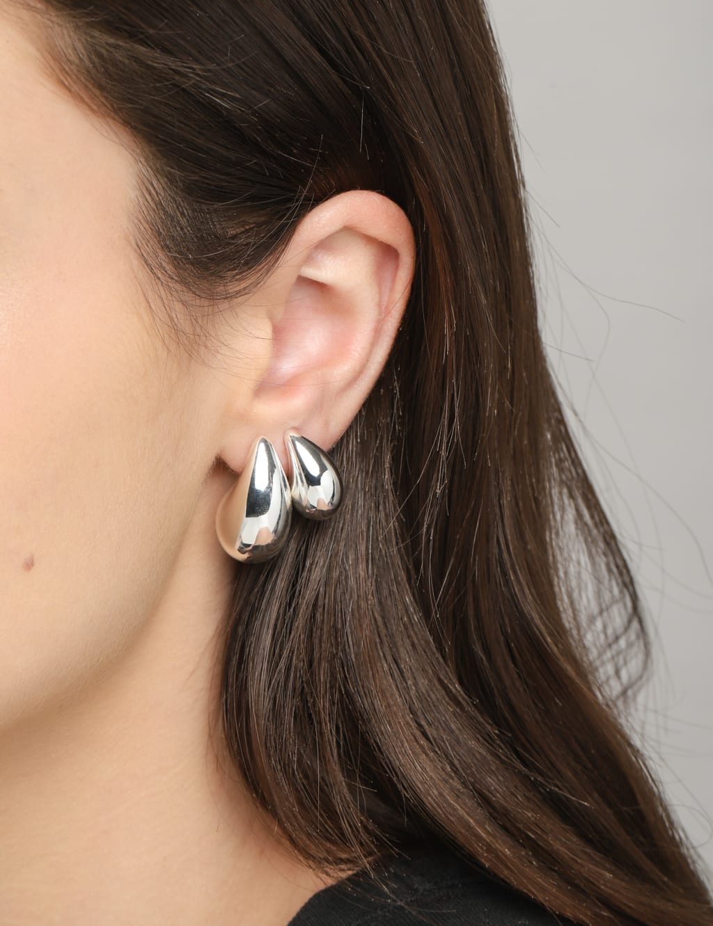 2 Pack Silver Tone Dome Tear Drop Earrings 3 of 3