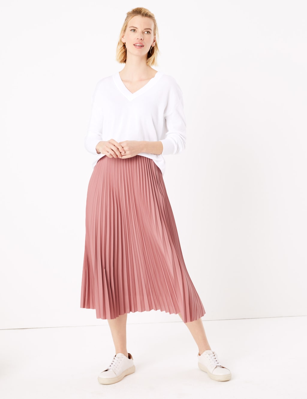 Pleated midi skirt m&s shop