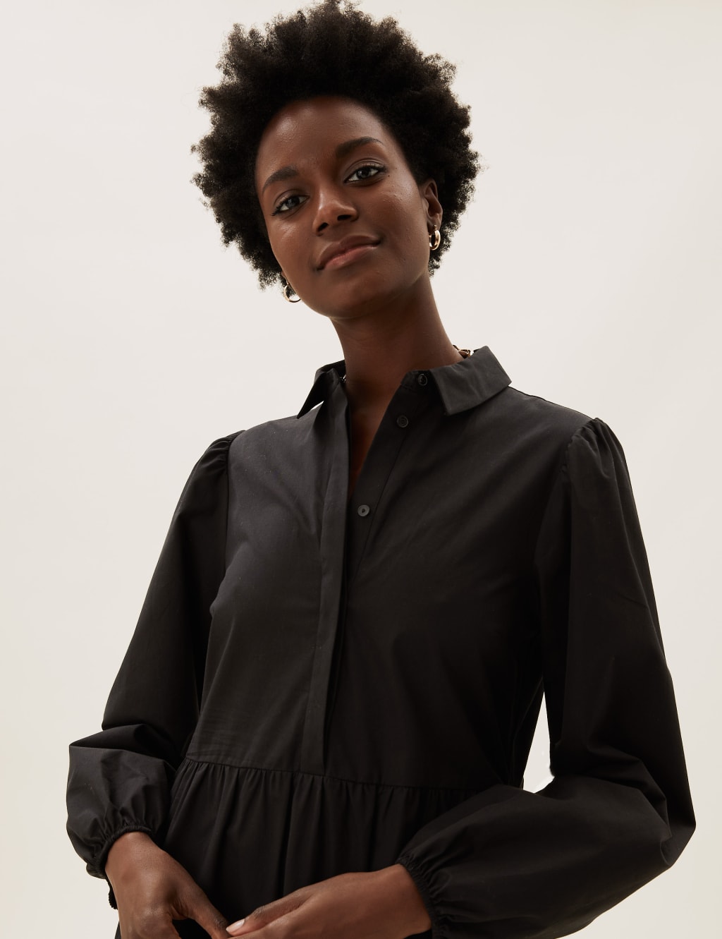 Cotton shirt dress with sleeves store