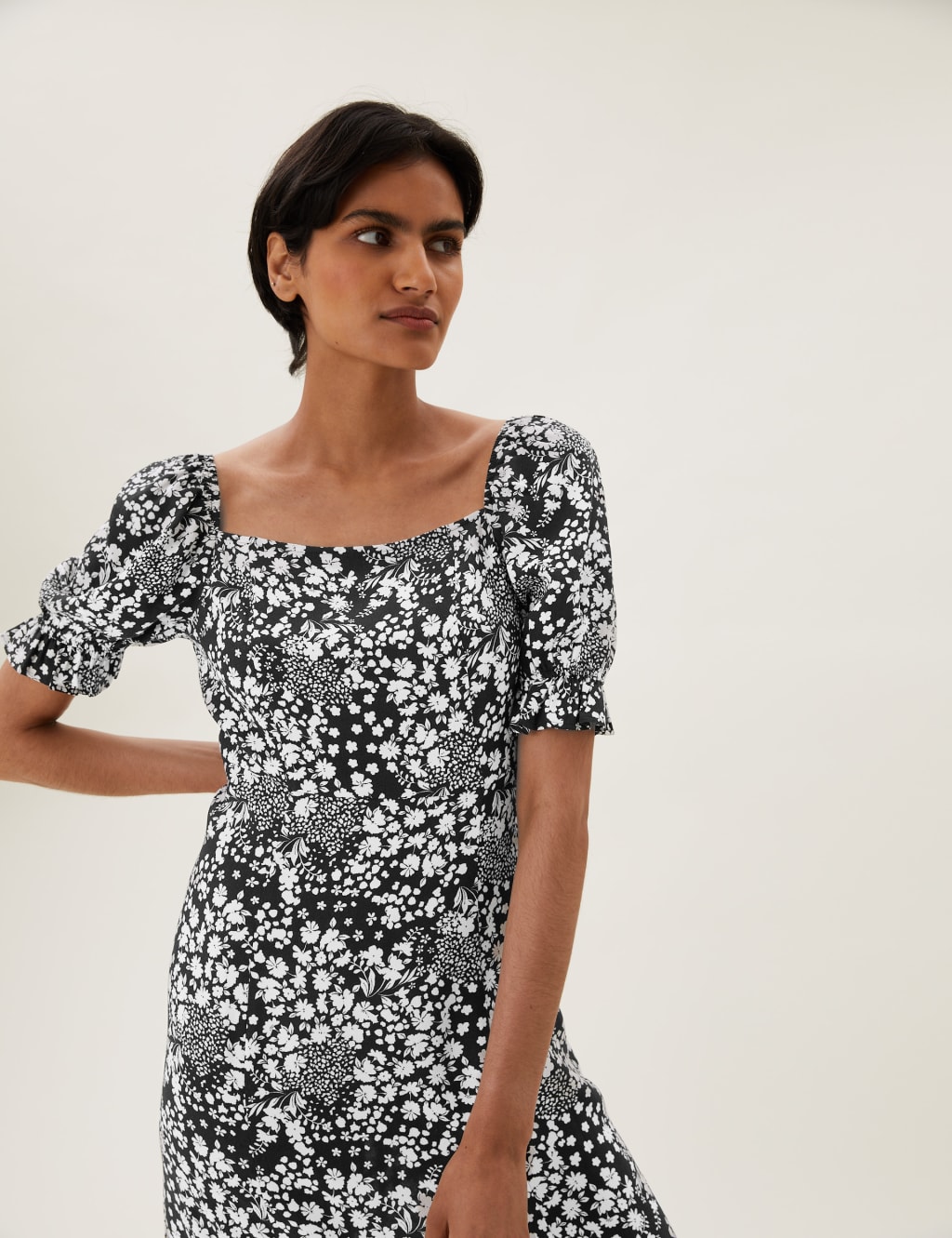 Square neck tea dress top