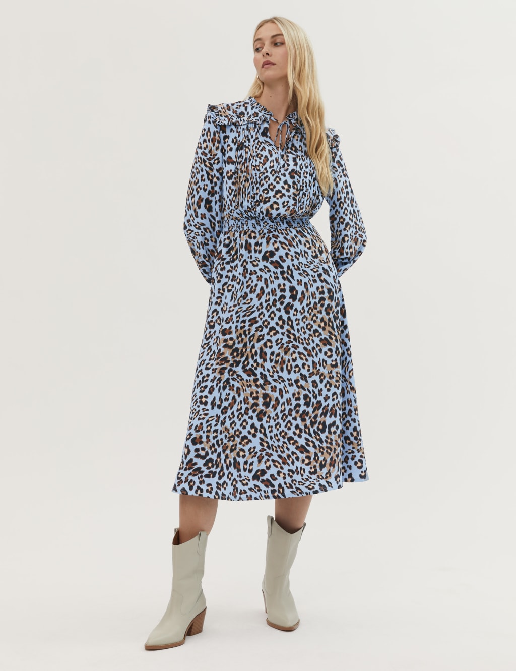 M and s animal print midi dress outlet