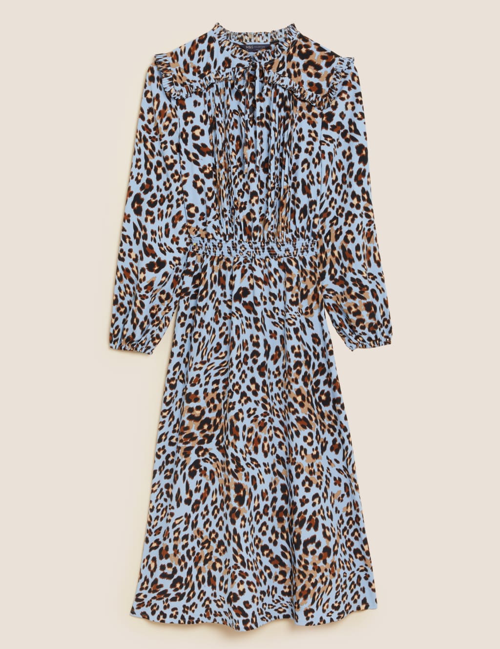 Animal Print V-Neck Midi Waisted Dress 2 of 6