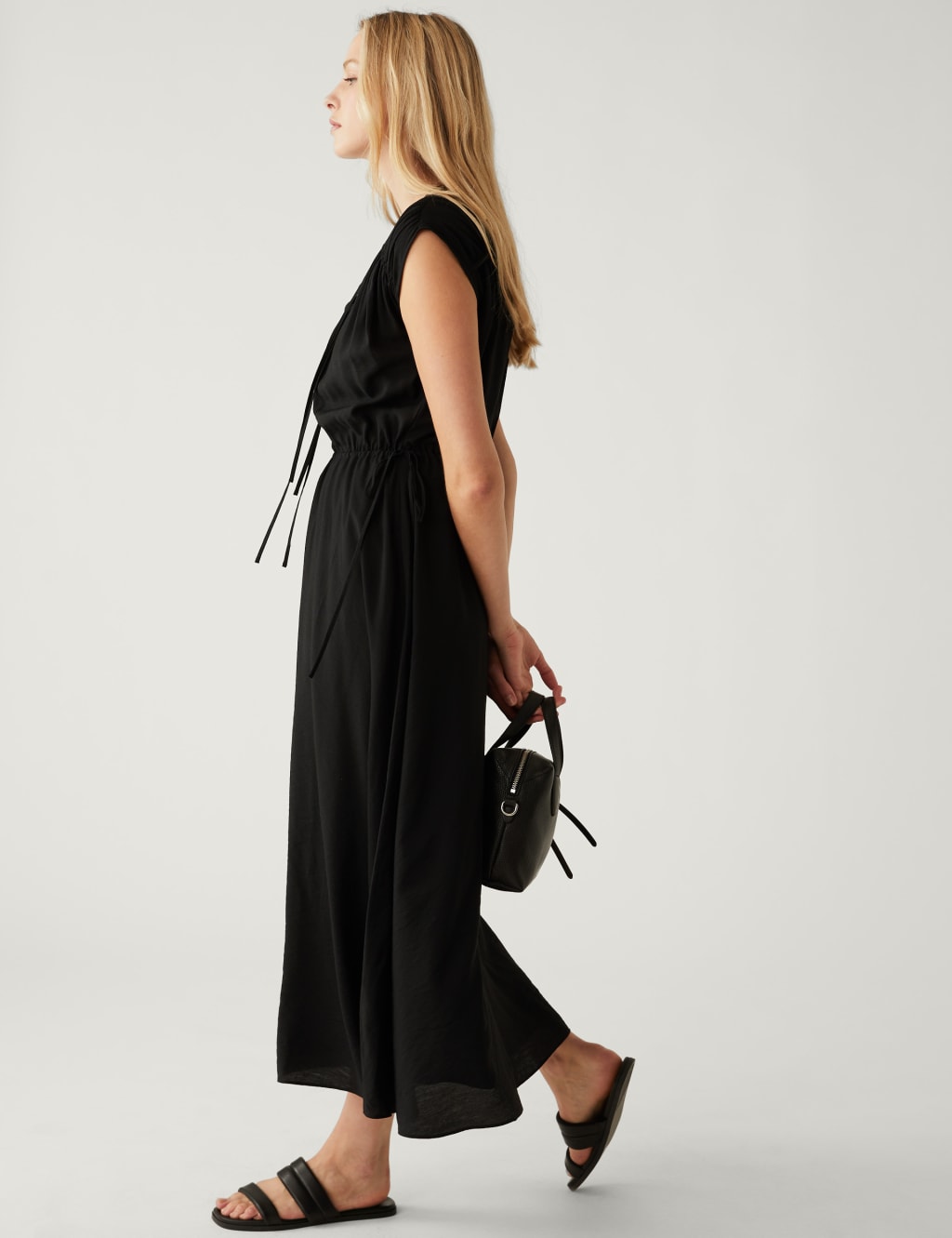 Tie Neck Midaxi Waisted Dress 1 of 6