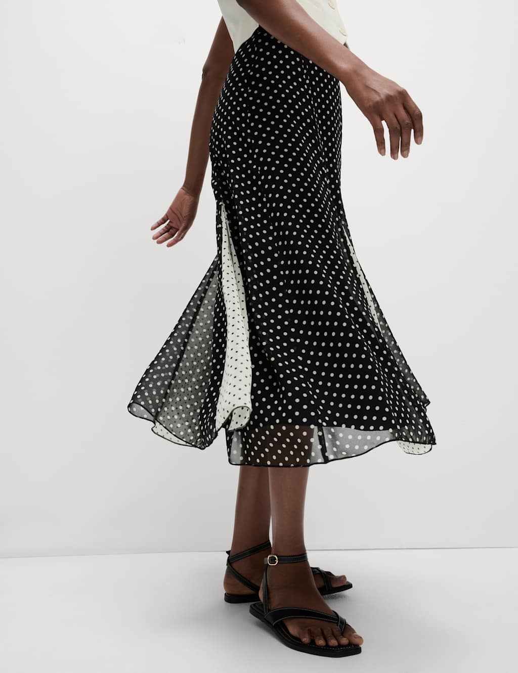 Polka Dot Midi Slip Skirt 3 of 5