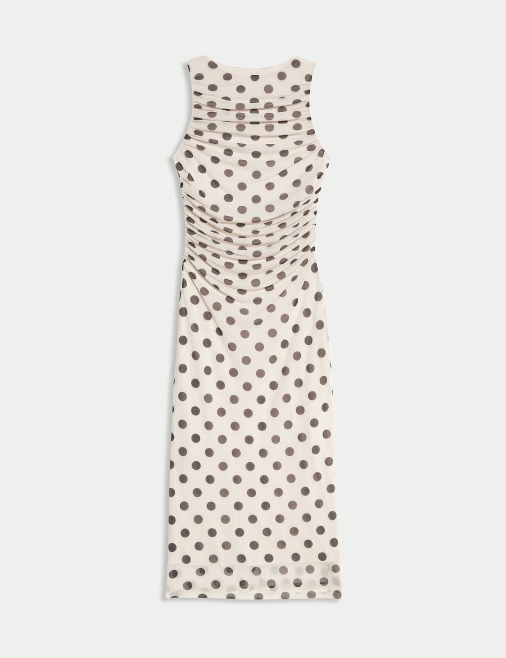 Polka Dot Ruched Midaxi Bodycon Dress 2 of 7