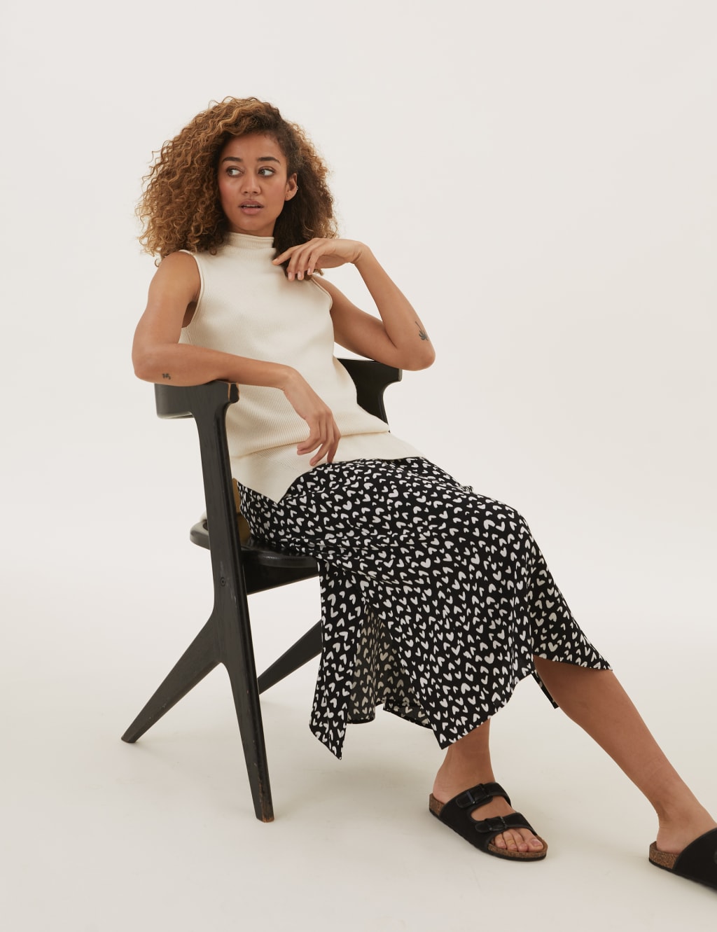 Heart Print Midaxi A-Line Skirt 3 of 7