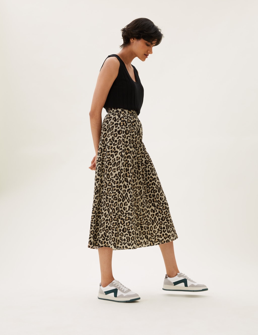 Animal Print Plisse Midaxi A-Line Skirt 3 of 5