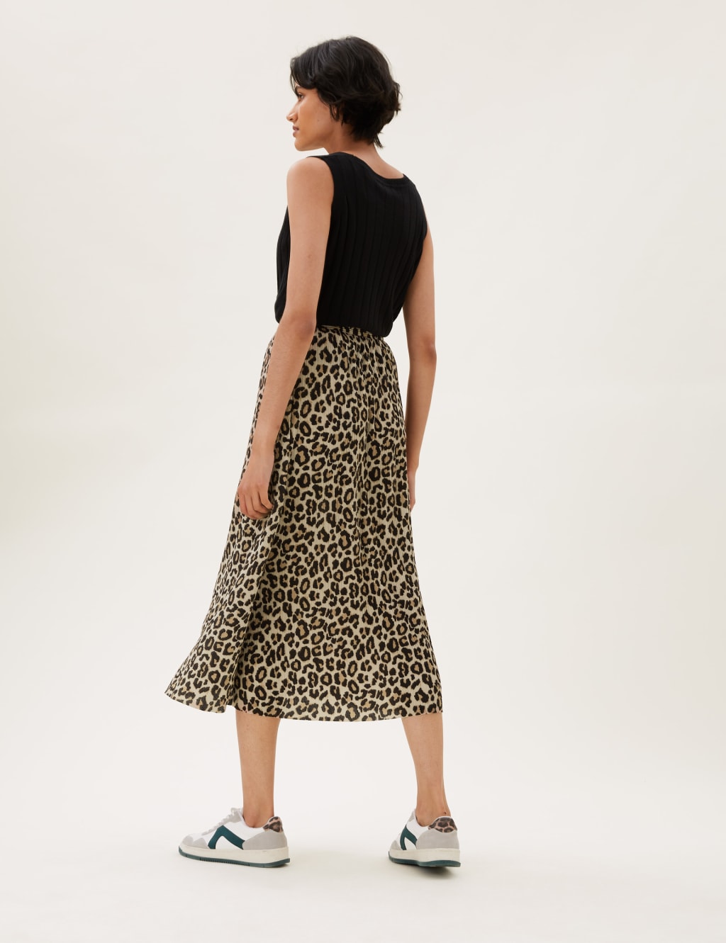 Animal Print Plisse Midaxi A-Line Skirt 4 of 5