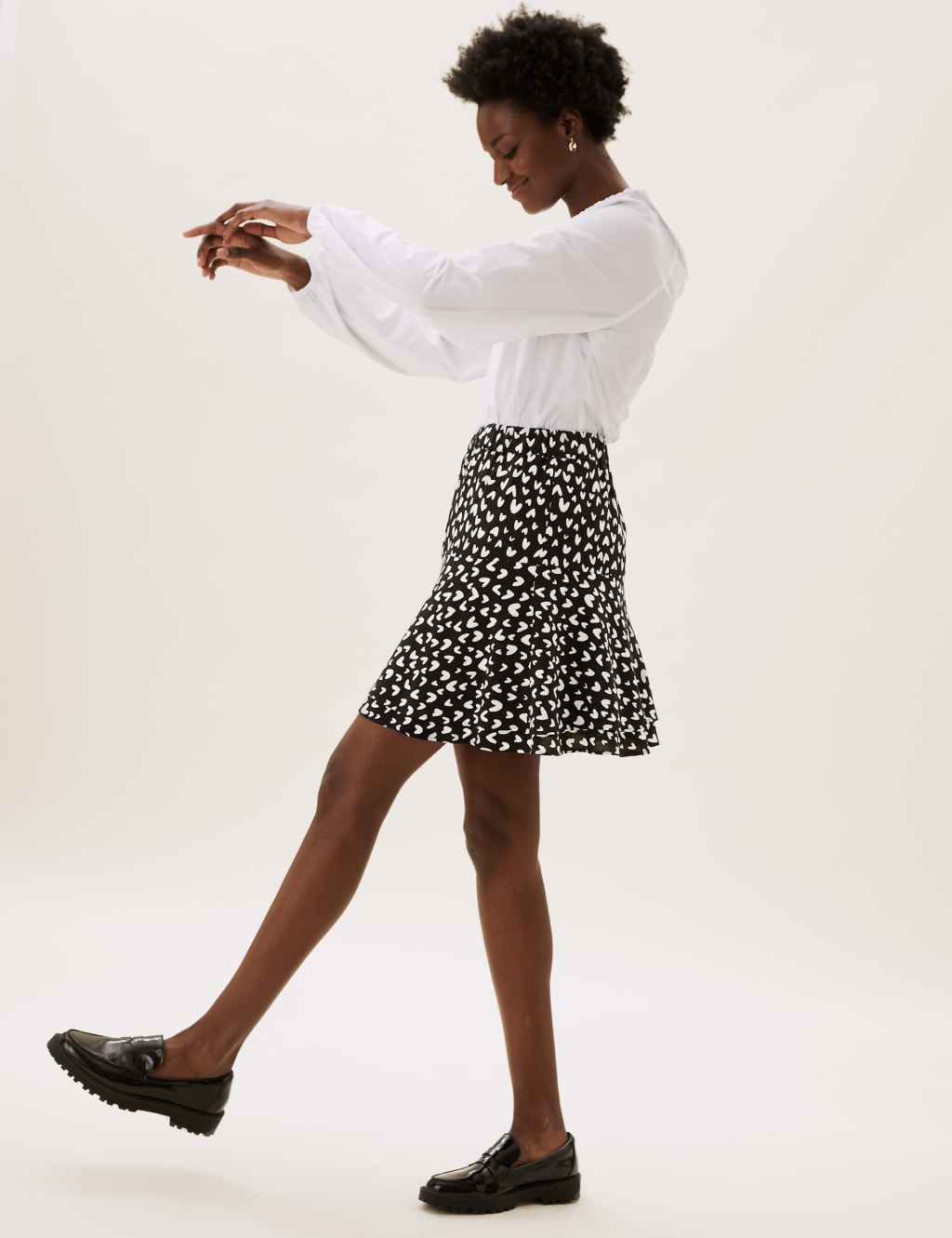 Heart Print Mini Tiered Skirt 1 of 5