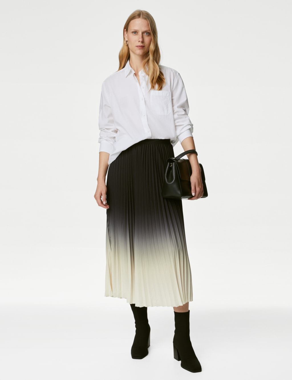 Ombre Pleated Midaxi Skirt M S Collection M S