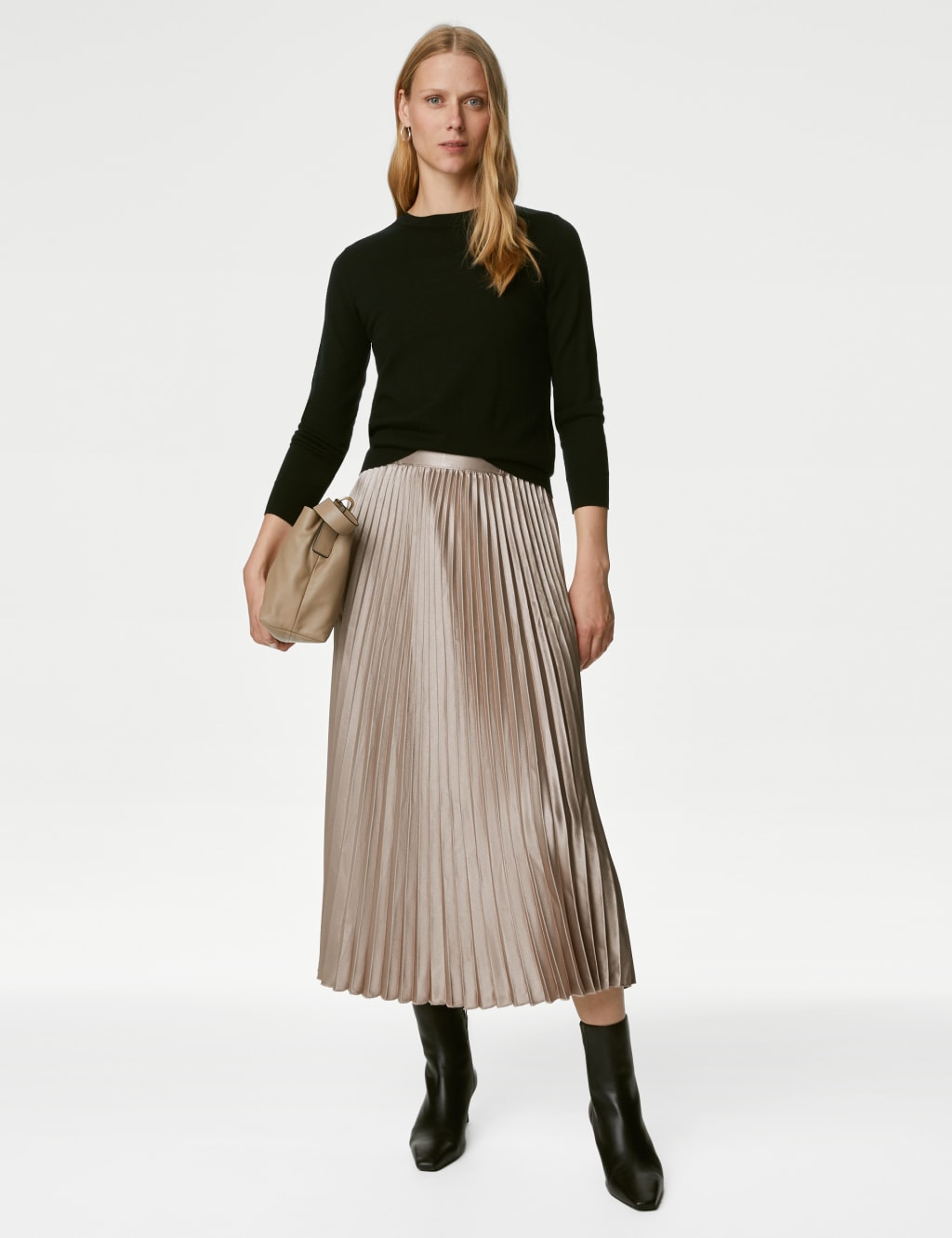 Gold pleated skirt m&s cheap
