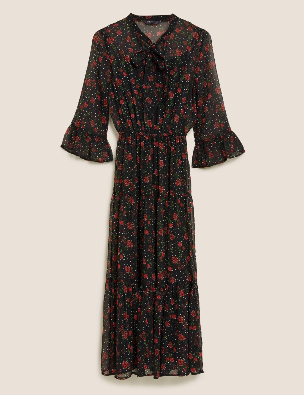 Chiffon Floral Midaxi Waisted Dress 2 of 5