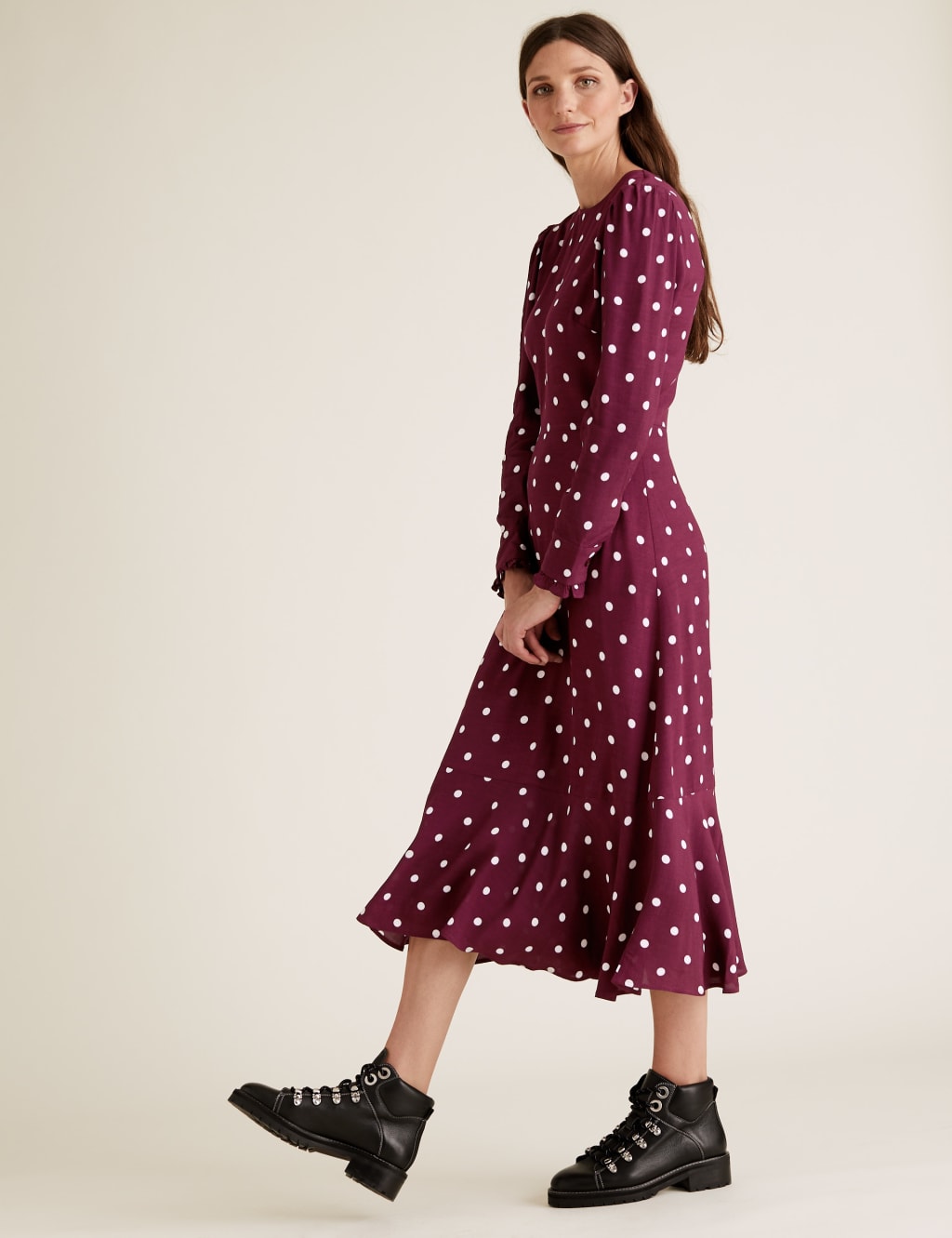 Polka Dot Midi Skater Dress 3 of 6