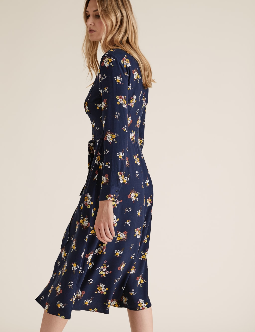 Floral Belted Midi Shirt Dress 4 of 5