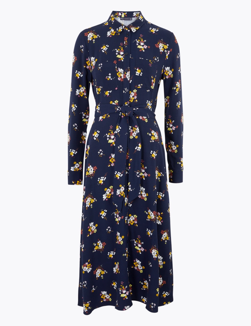 Floral Belted Midi Shirt Dress 2 of 5