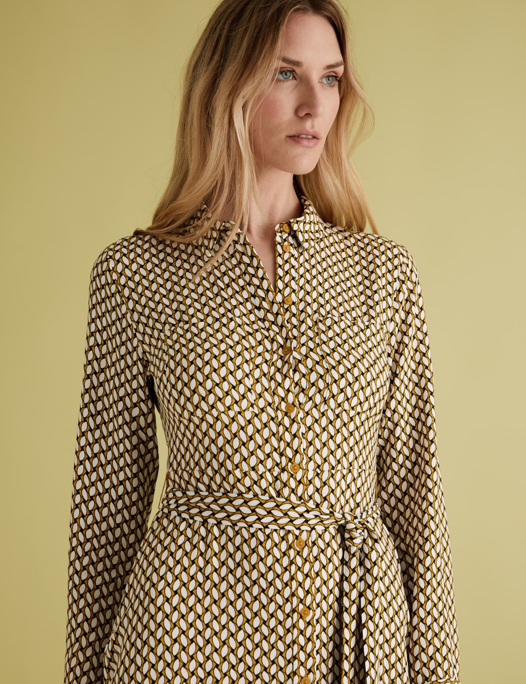 Geometric Belted Midi Shirt Dress 5 of 6