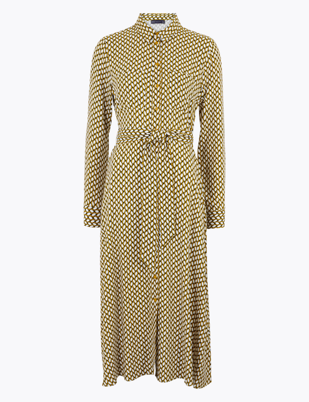 Geometric Belted Midi Shirt Dress 2 of 6