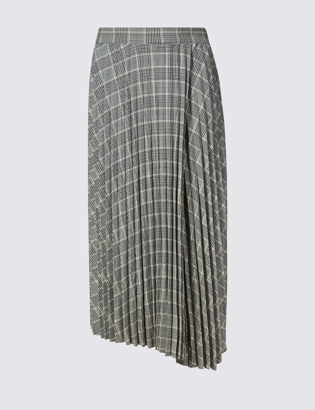 Checked Asymmetric Pleated Midi Skirt 2 of 6