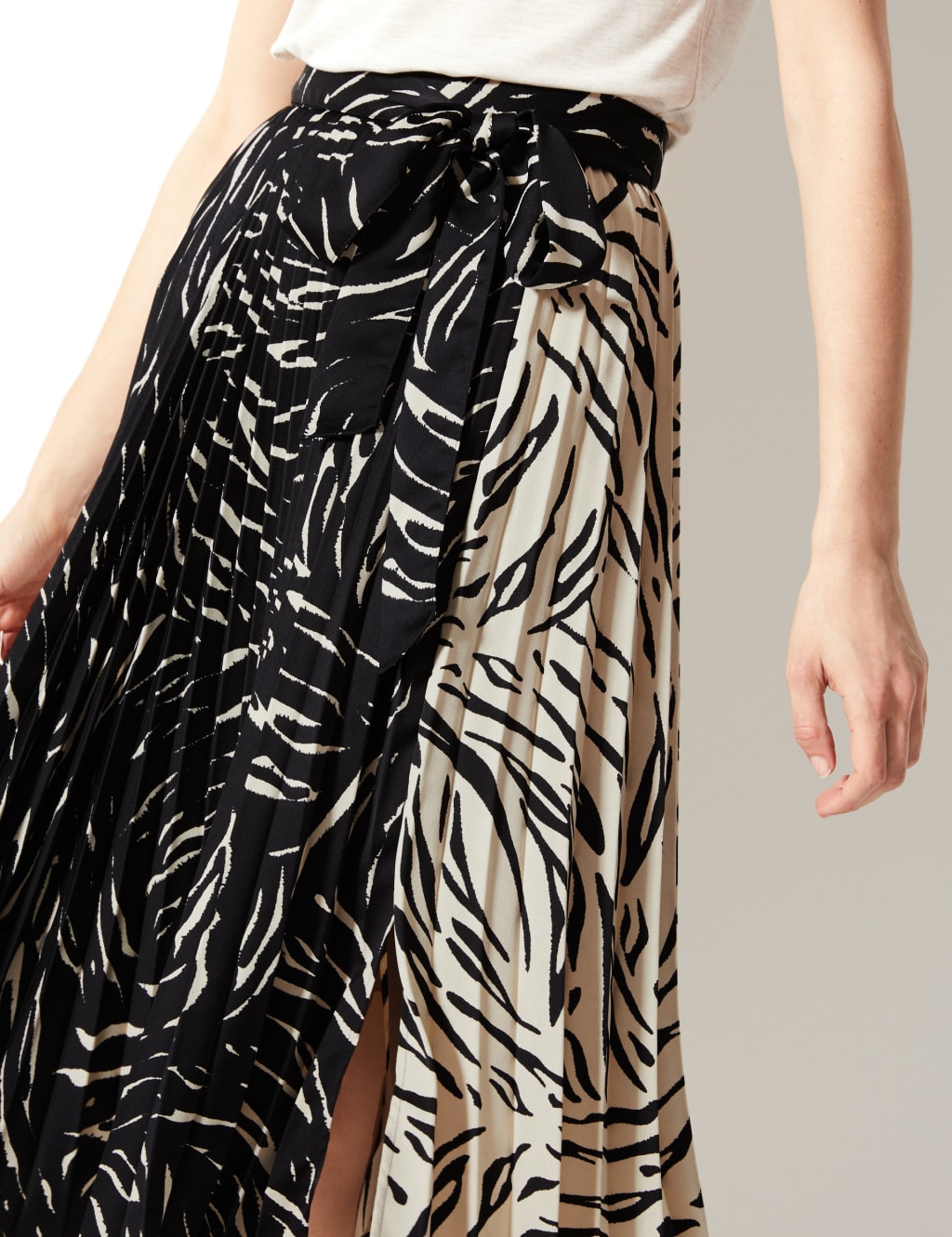 Animal Print Pleated Skirt M S Collection M S