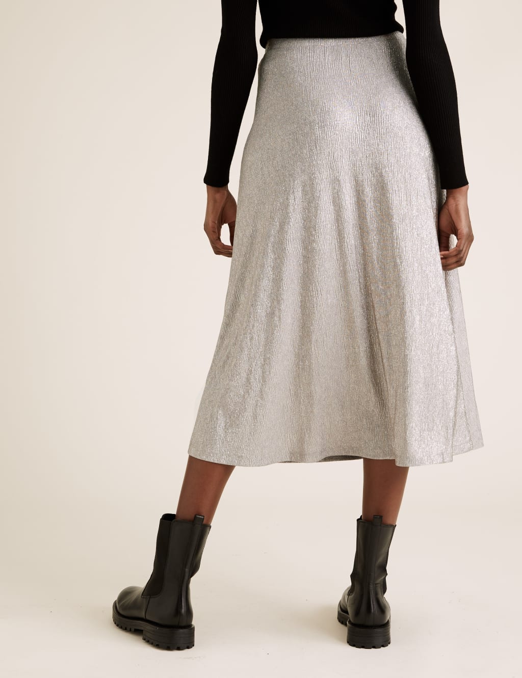 Jersey Metallic Midi A-Line Skirt 5 of 5
