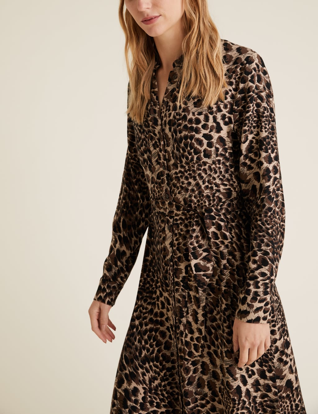 Animal Print Midi Shirt Dress M S Collection M S