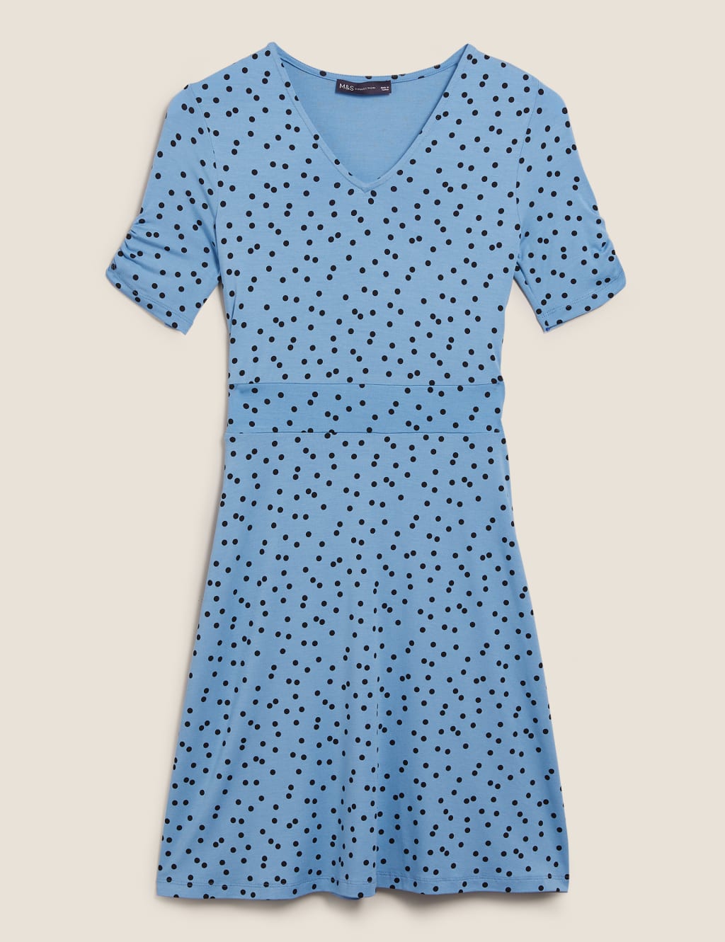 Jersey Polka Dot V Neck Mini Skater Dress