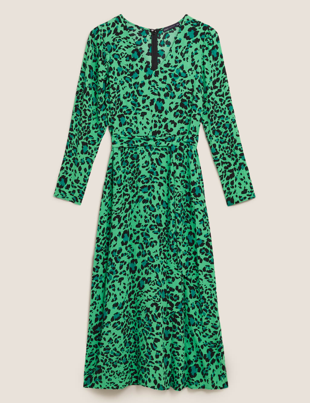 Animal Print V-Neck Belted Midaxi Tea Dress 2 of 5